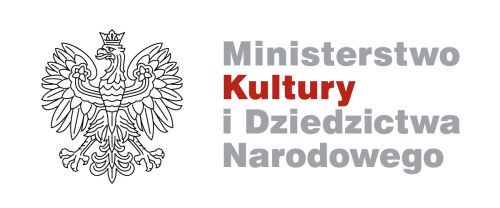 Logo Ministerstwa Kultury i Dziedzictwa Narodowego - po lewej stronie rysunek orła w koronie, obok szary napis Ministerstwo Kultury i Dziedzictwa Narodowego. Słowo Kultury jest czerwone.