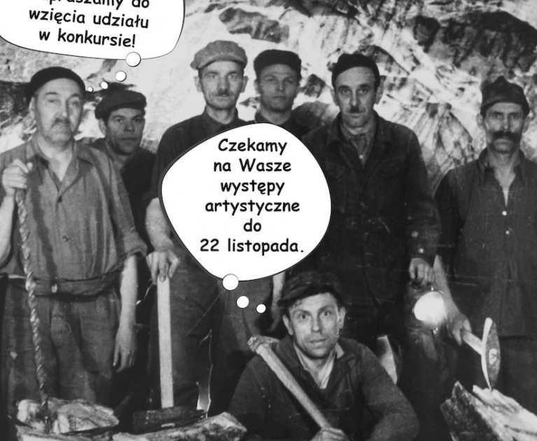 zdjęcie z lat. 30 XX w. dawni górnicy z narzędziami